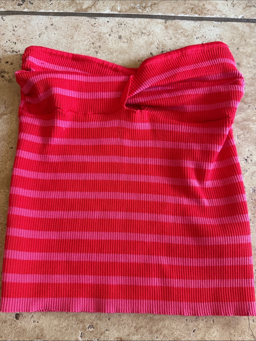 VICI Striped Strapless Tube Top - Red & Pink